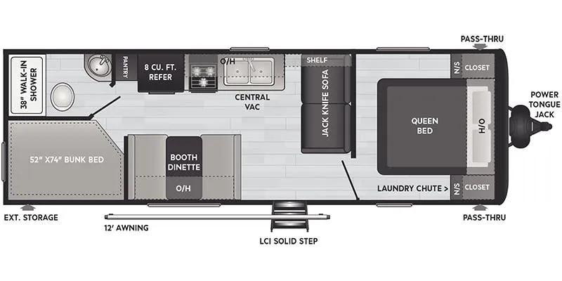 2021 Keystone Hideout 25BHWE floor plan