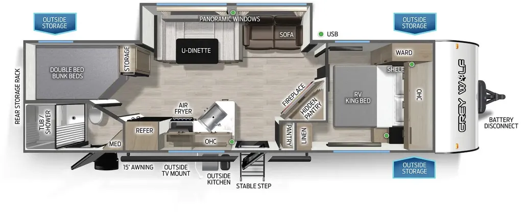 2027 Forest River Cherokee Grey Wolf Black Label 26KFBL floor plan
