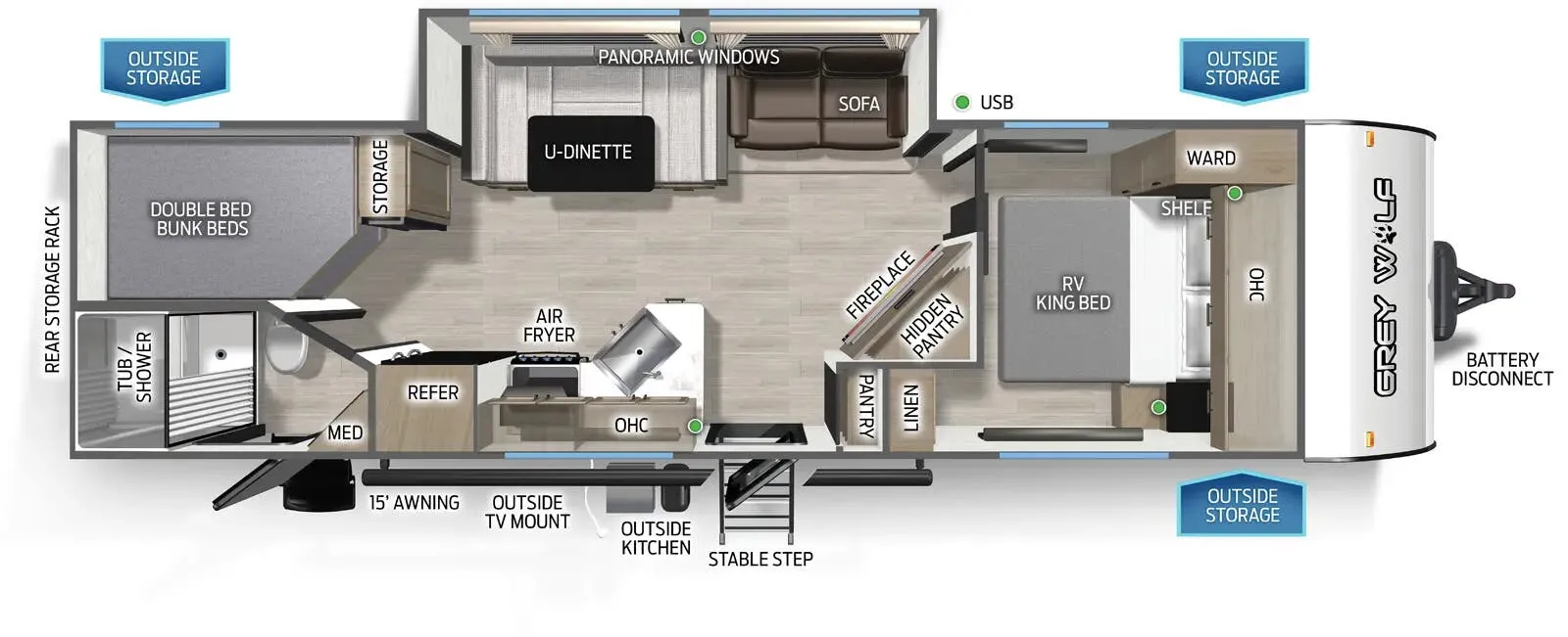 2027 Forest River Cherokee Grey Wolf Black Label 26KFBL - Floor plan