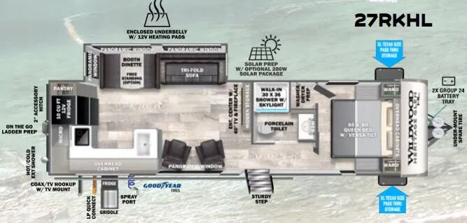 Forest River Wildwood Heritage Glen Hyper-Lyte 27RKHL floor plan