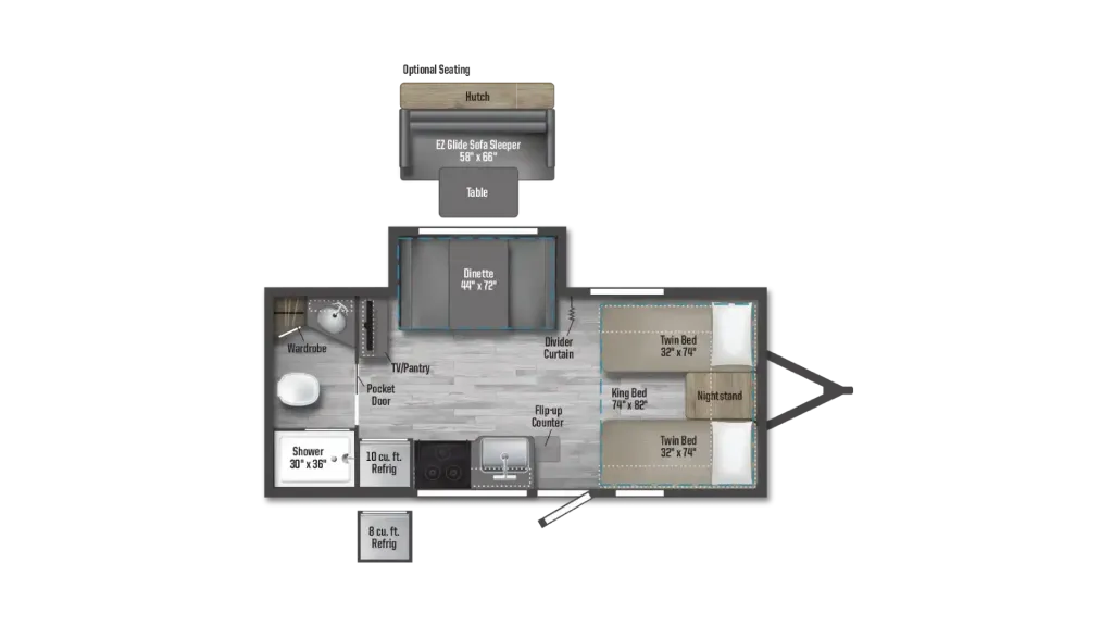 2026 Winnebago Micro Minnie 2108TB floor plan