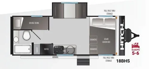 2022 Cruiser RV Hitch 18BHS - Floor plan
