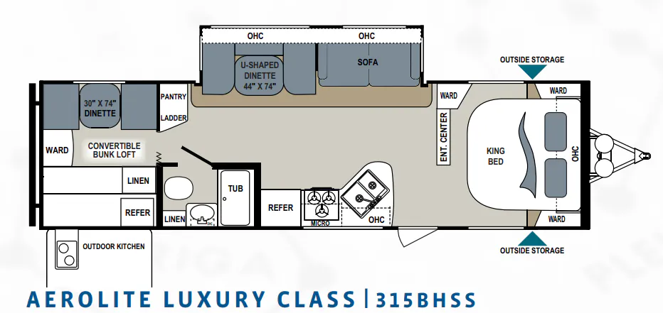 Dutchmen Aerolite Luxury 315BHSS floor plan