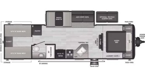 Keystone Hideout 29QBS floor plan