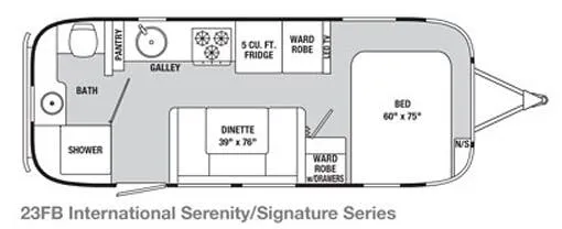Airstream International 23FB floor plan