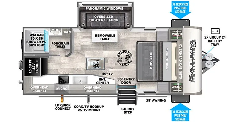 2023 Forest River RV Salem Hemisphere Hyper-Lyte 17RBHL floor plan