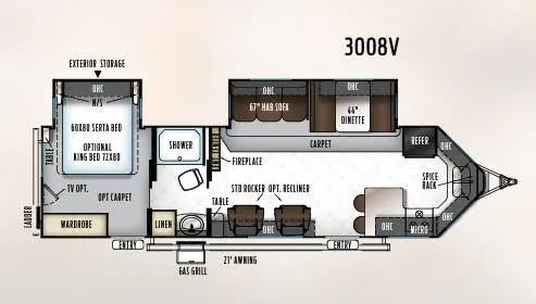 Forest River Rockwood Windjammer 3008V floor plan