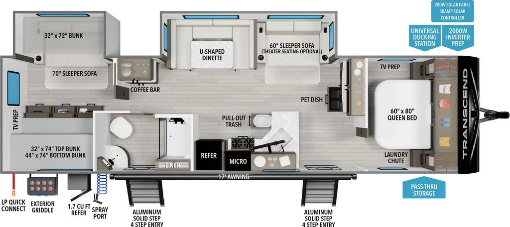 2026 Grand Design Transcend 325BHT floor plan