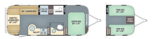 Airstream Flying Cloud 25FB Twin floor plan