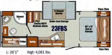 Gulf Stream Vista Cruiser 23FBS floor plan