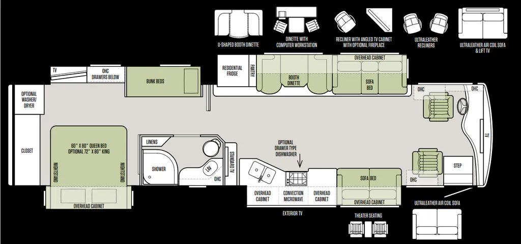 2019 Tiffin Phaeton 40 QKH floor plan