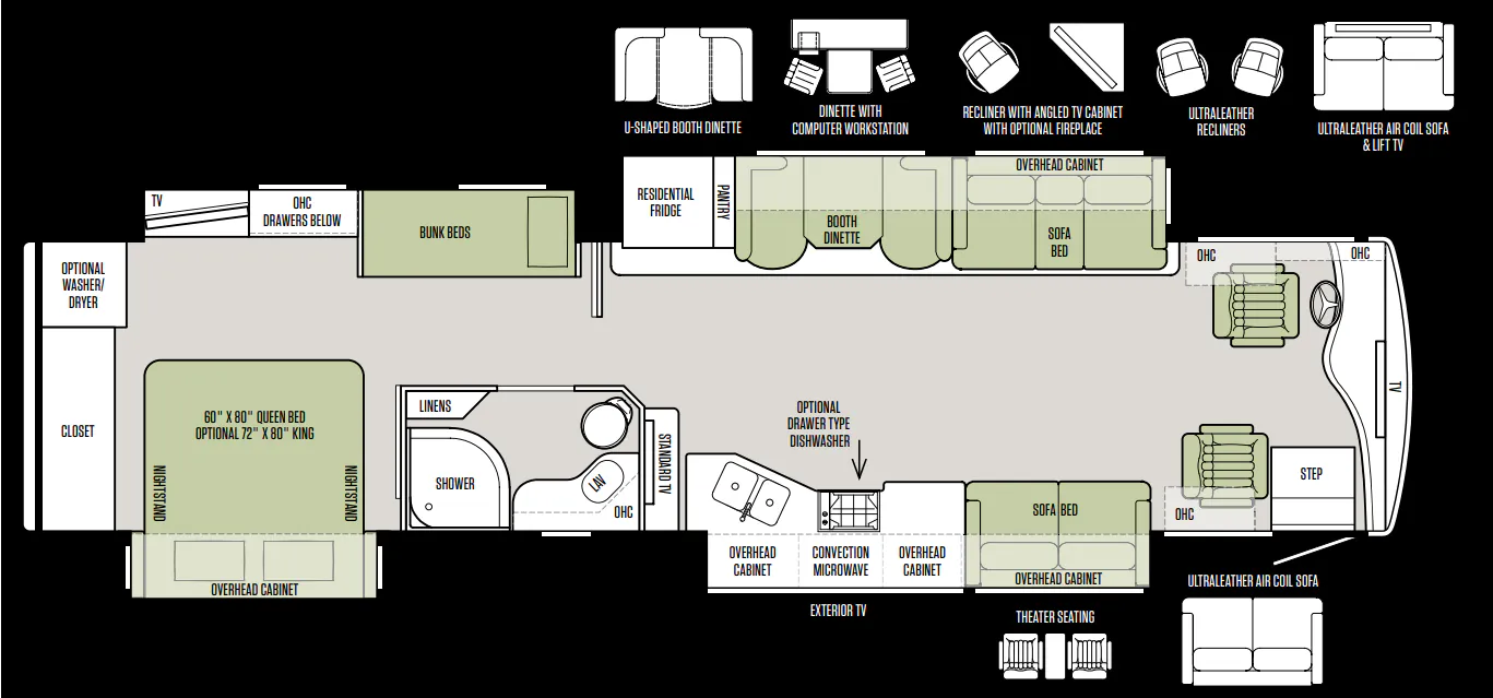 Tiffin Phaeton 40 QKH floor plan