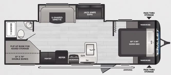 Keystone Bullet Classic 2640BHWE floor plan