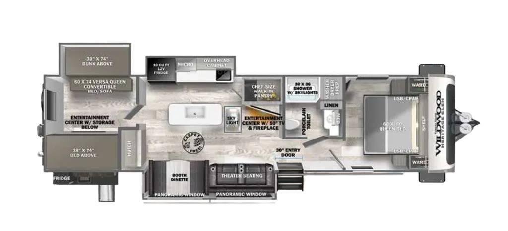 2023 Forest River Wildwood Heritage Glen 310BHI floor plan