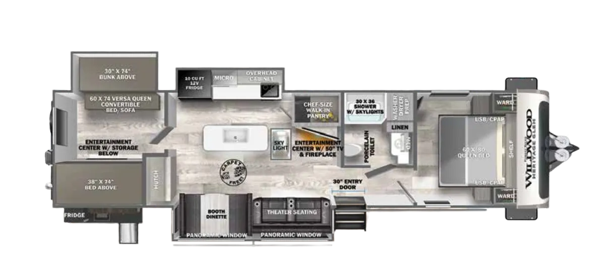 2023 Forest River Wildwood Heritage Glen 310BHI - Floor plan