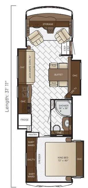 Newmar Bay Star 3113 floor plan