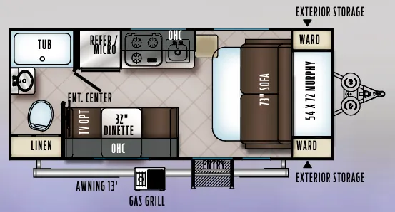 Forest River Rockwood Geo Pro G19FD floor plan