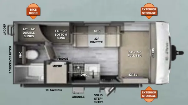 Forest River Flagstaff E-Pro E19BH floor plan