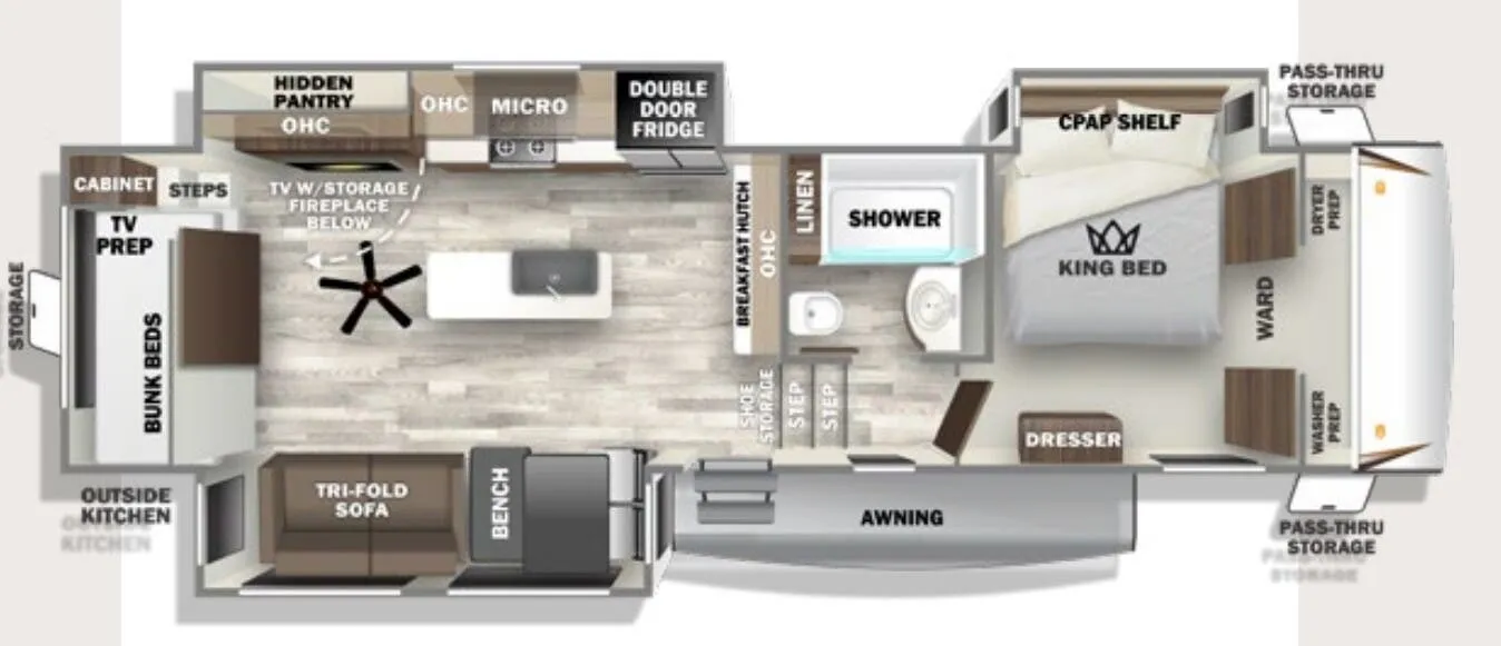2024 Forest River Sabre 32BHT - Floor plan