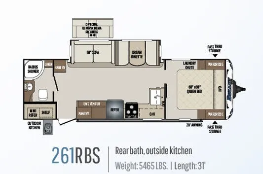 Keystone Bullet 261RBS floor plan