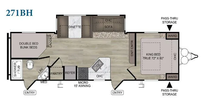 2021 East to West Della Terra 271BH - Floor plan