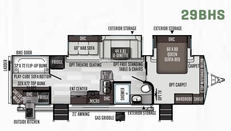 Forest River Flagstaff Super Lite 29BHS floor plan