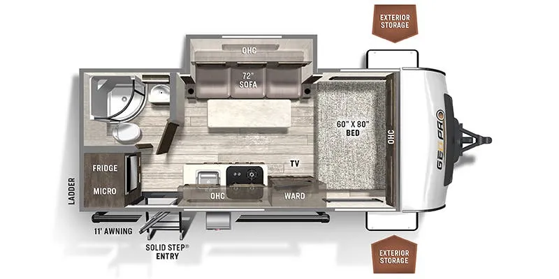 2020 Forest River Rockwood Geo Pro G19FBS floor plan