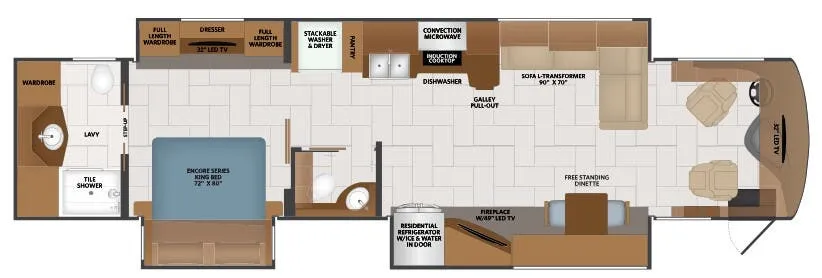 Fleetwood Discovery LXE 40D floor plan