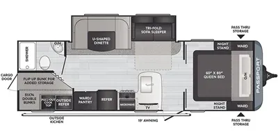 2022 Keystone Passport 26BH floor plan