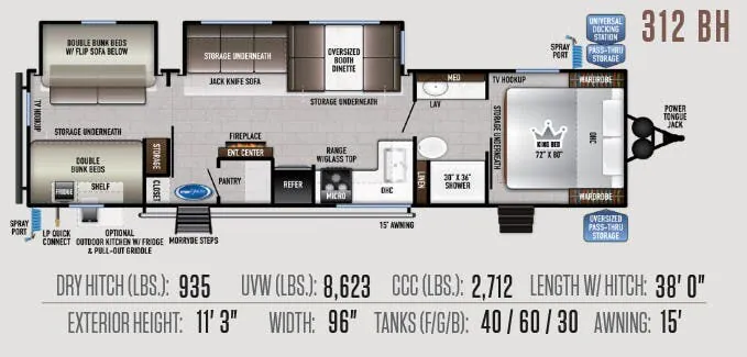 East to West Della Terra 312BH floor plan