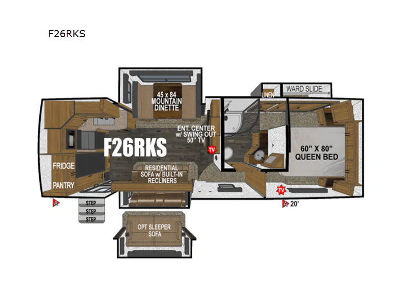 2027 Outdoors RV Glacier Peak Titanium Series F26RKS - Floor plan