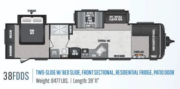 Keystone Hideout 38FDDS floor plan