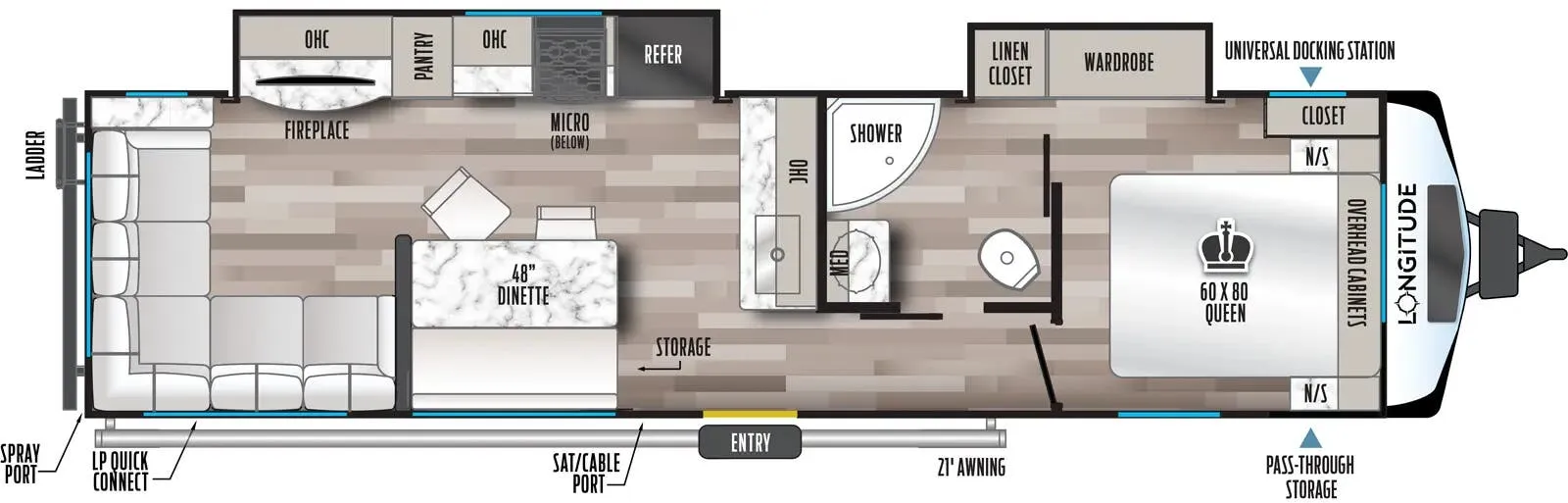 East to West Longitude 310RL floor plan