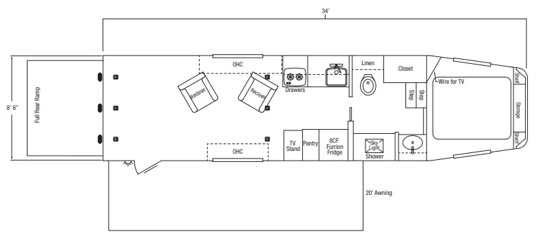Sundowner TrailBlazer Toy Box 3486 floor plan