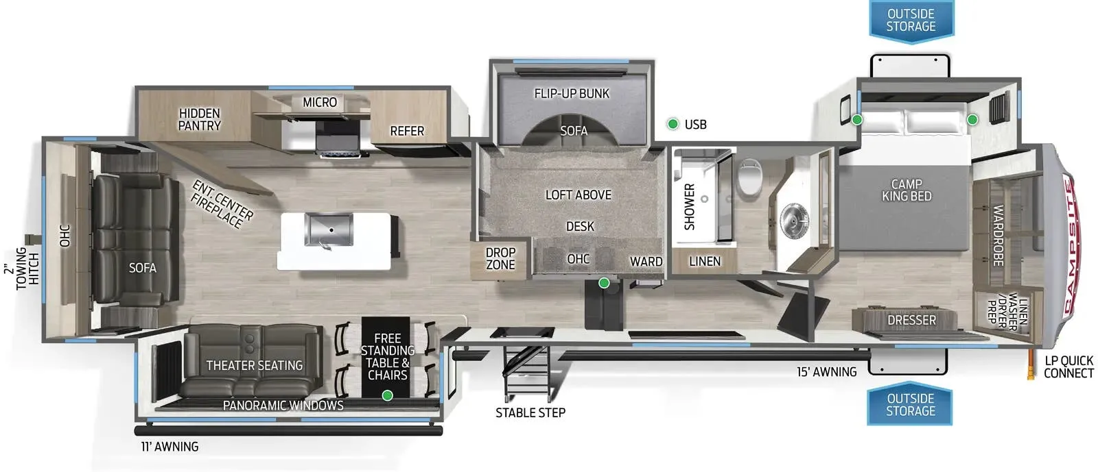 Forest River Campsite Elite 36RF floor plan