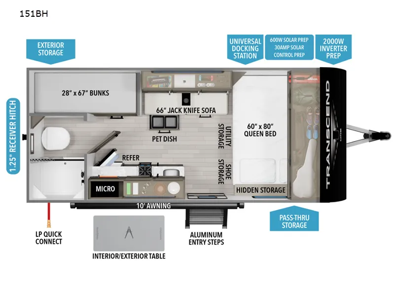 2026 Grand Design Transcend One 151BH - Floor plan