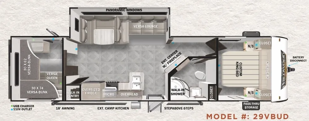2023 Forest River Wildwood 29VBUD - Floor plan