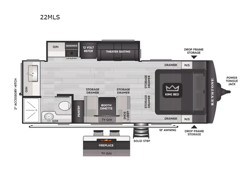 2026 Keystone Cougar Half-Ton 22MLS - Floor plan