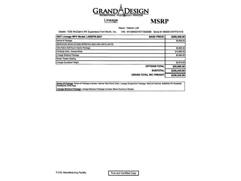 2027 Grand Design Lineage Series M 25FW - Photo 4