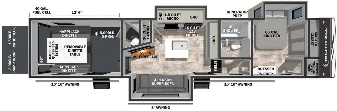 Forest River Nightfall 343NHD floor plan