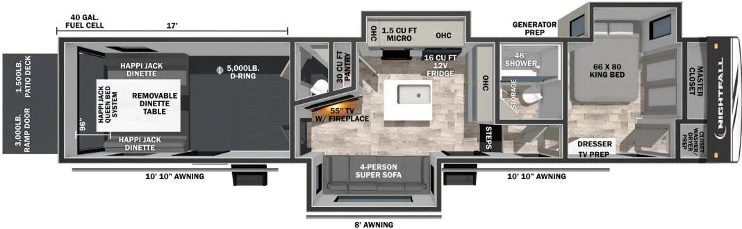 Forest River Nightfall 397NHD floor plan