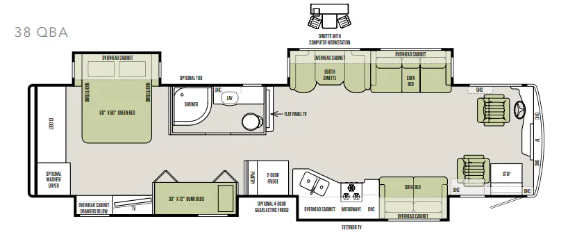 Tiffin Allegro Red 38 QBA floor plan