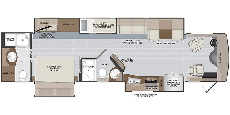 Holiday Rambler Endeavor 38N floor plan