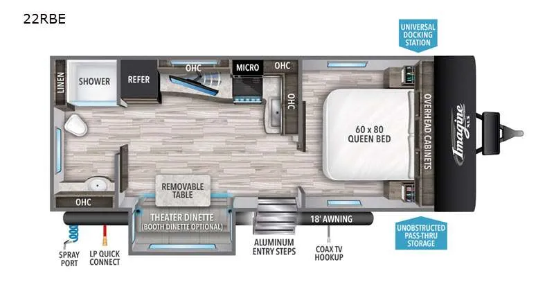 2020 Grand Design Imagine XLS 22RBE - Floor plan