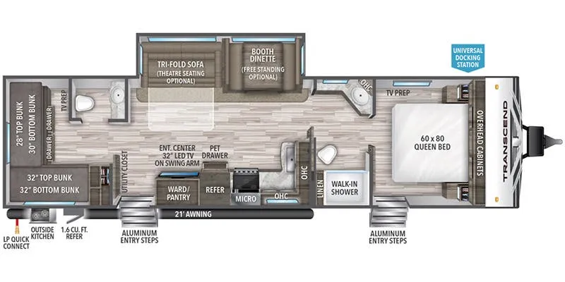 2019 Grand Design Transcend 32BHS floor plan