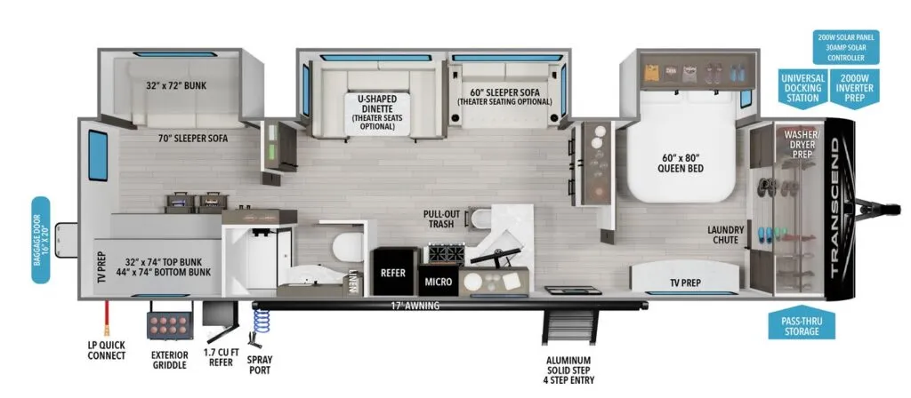 2026 Grand Design Transcend 335BHT - Floor plan