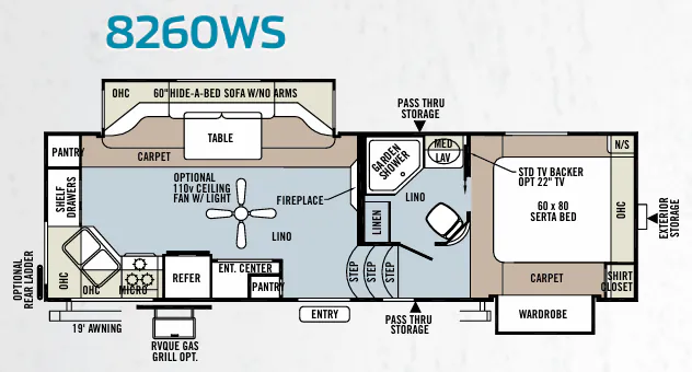 Forest River Rockwood Signature Ultra Lite 8260WS floor plan