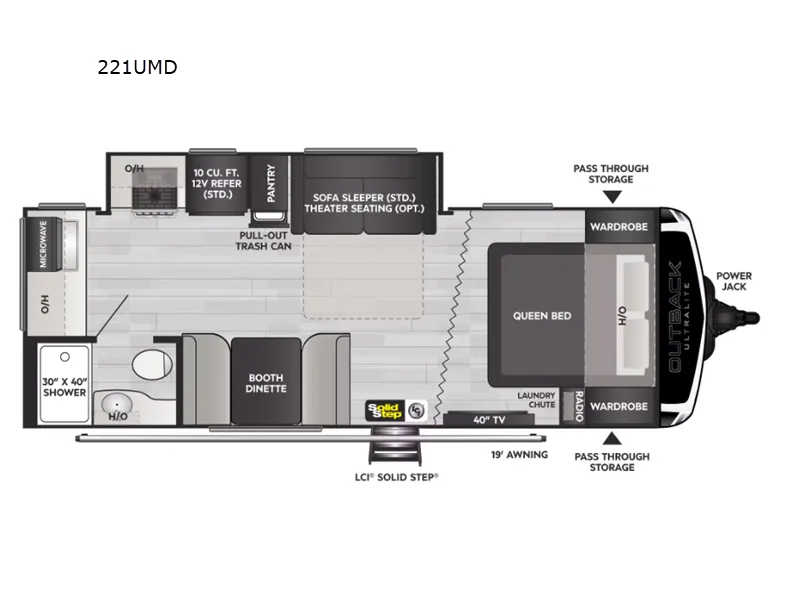 2024 Keystone Outback Ultra Lite 221UMD floor plan