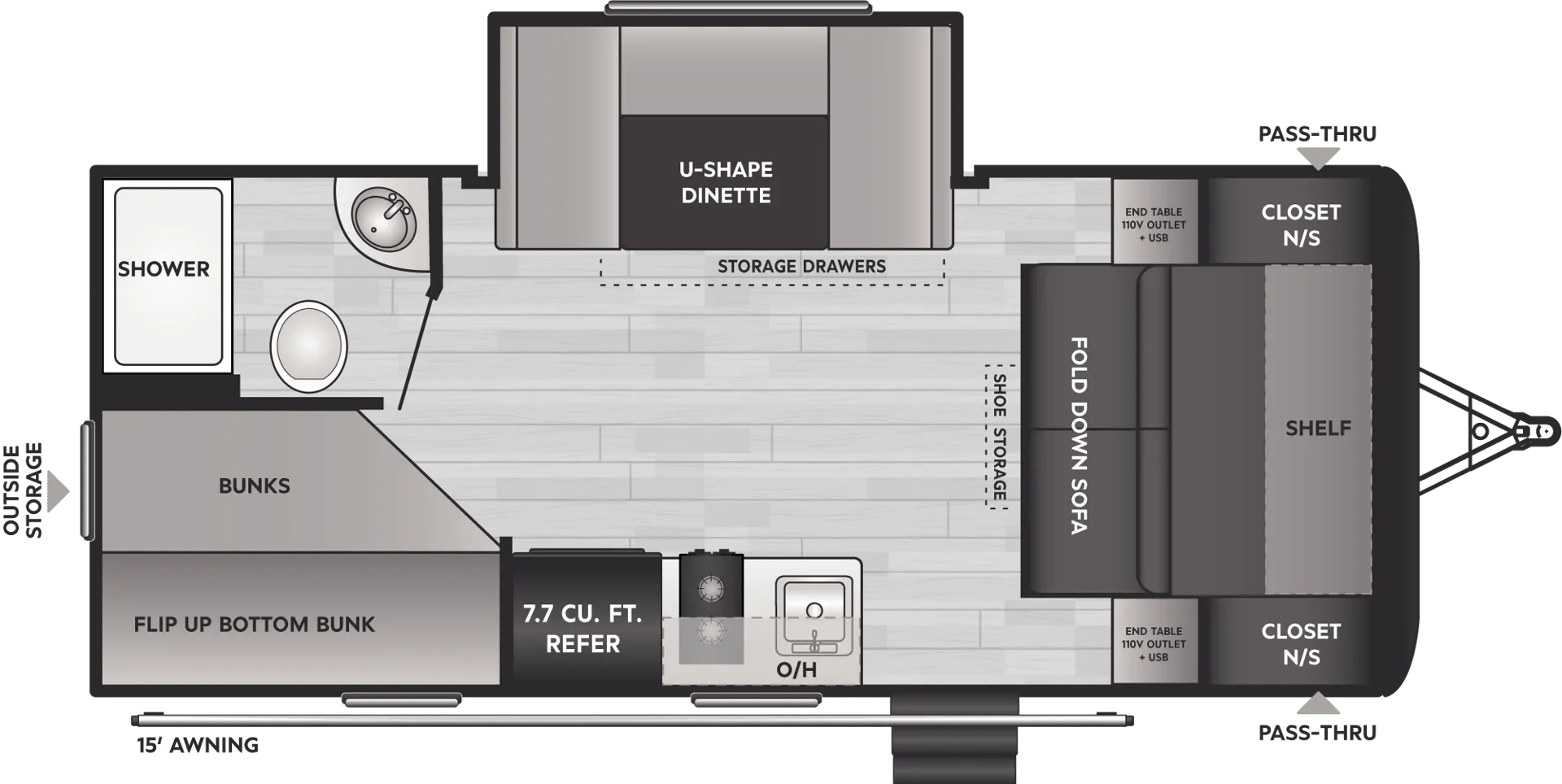 Keystone Hideout Sport Single 181BH floor plan