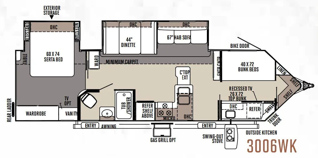 Forest River Rockwood Windjammer 3006WK floor plan